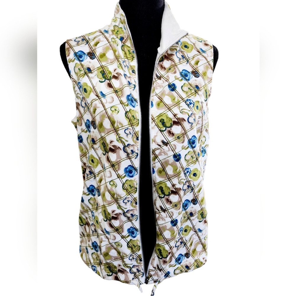 Floral zip front vest Passports Sports